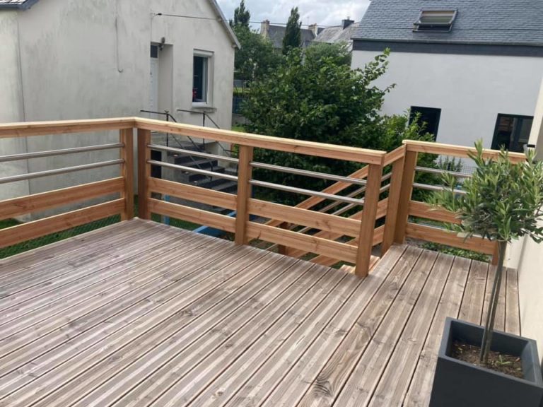 Création terrasse suspendue descente d’allège et pose porte- fenêtre et volets roulants Landerneau 1 (11)