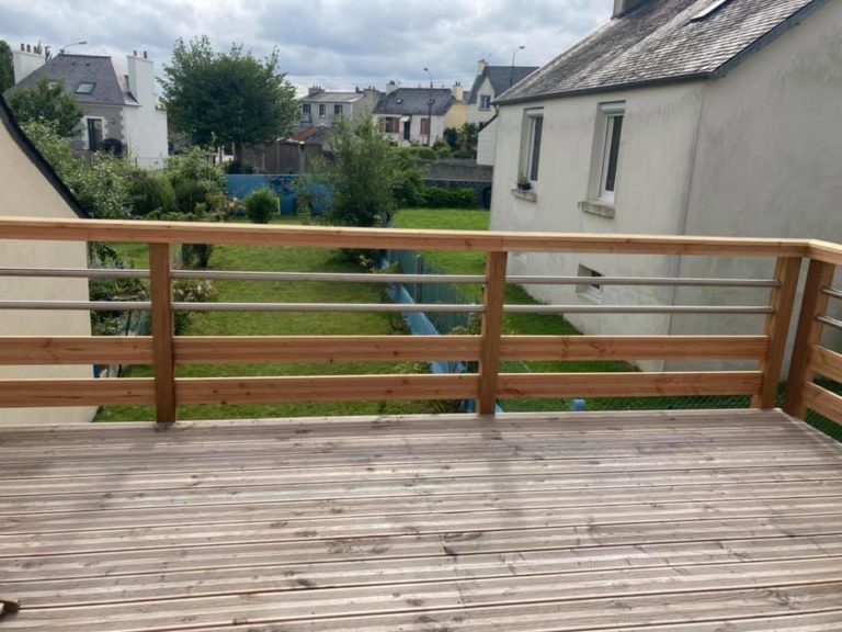 Création terrasse suspendue descente d’allège et pose porte- fenêtre et volets roulants Landerneau 1 (12)